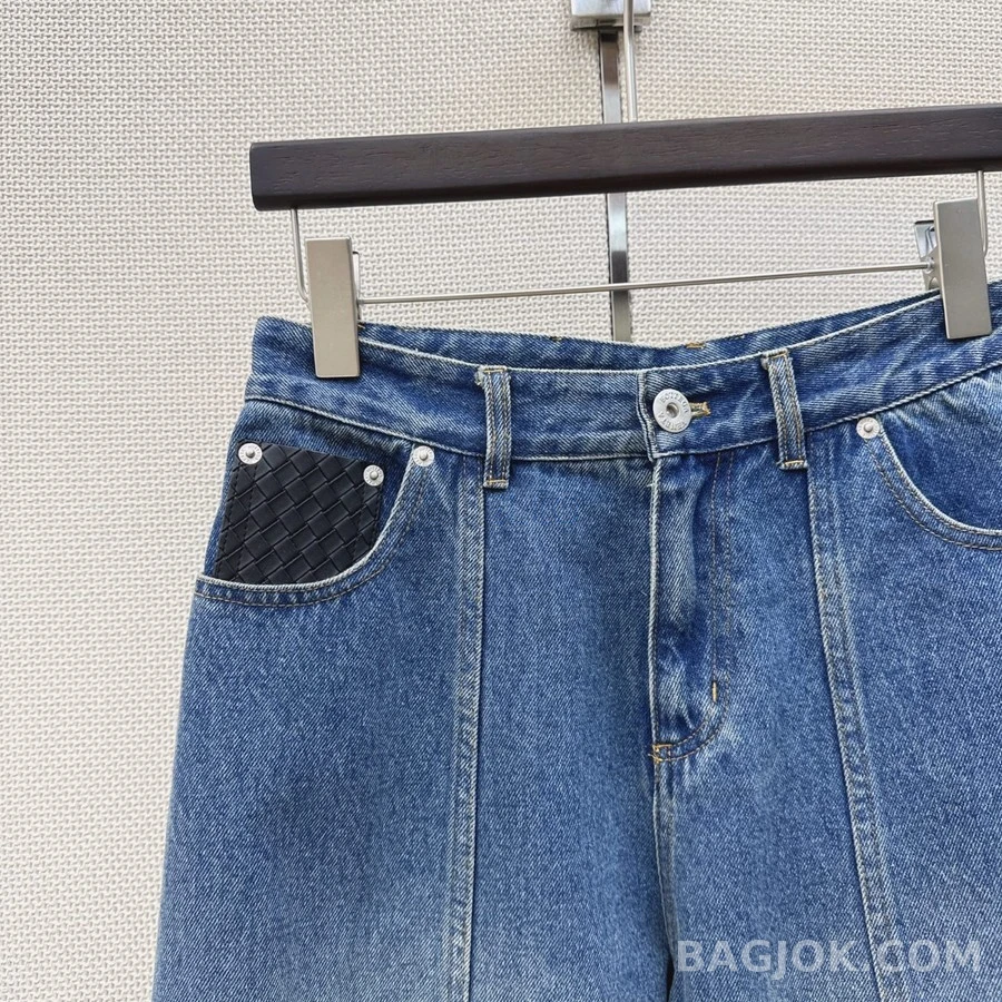 보테가베네타 보테가 베네타 인타르시아 라벨 와이드 데님 팬츠 상세 이미지