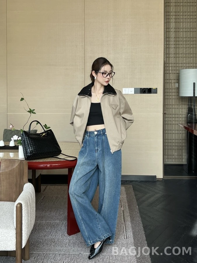 보테가베네타 보테가 베네타 인타르시아 라벨 와이드 데님 팬츠 상세 이미지