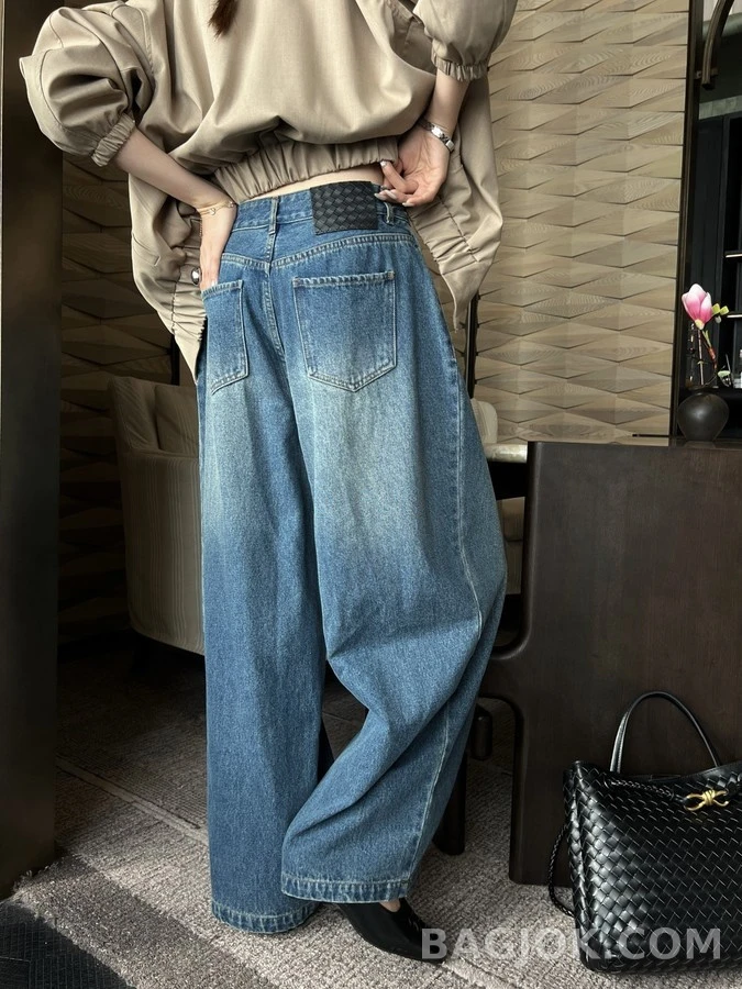 보테가베네타 보테가 베네타 인타르시아 라벨 와이드 데님 팬츠 상세 이미지
