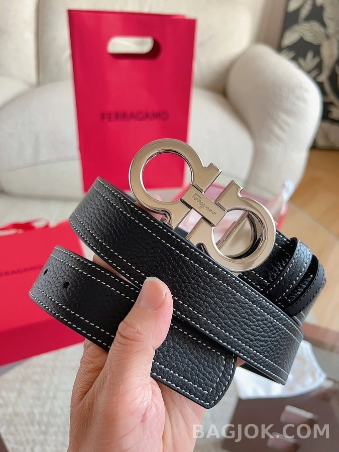 페라가모 페라가모 페블 레더 간치니 벨트 상세 이미지