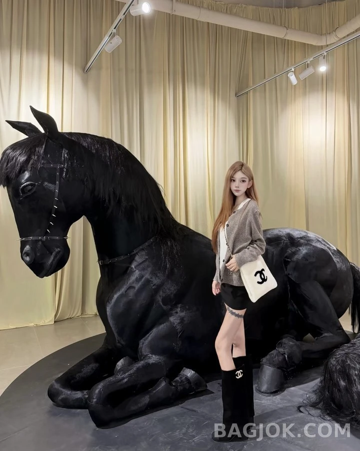 샤넬 샤넬 스웨이드 펄 로고 캡토 부츠 상세 이미지