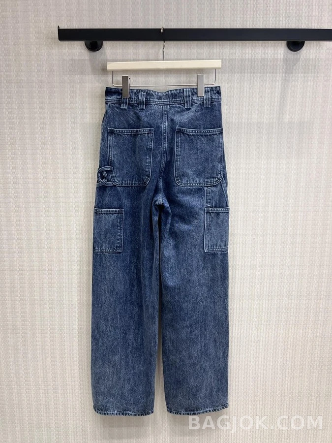 샤넬 샤넬 더블 C 데님 와이드 워크 팬츠 상세 이미지
