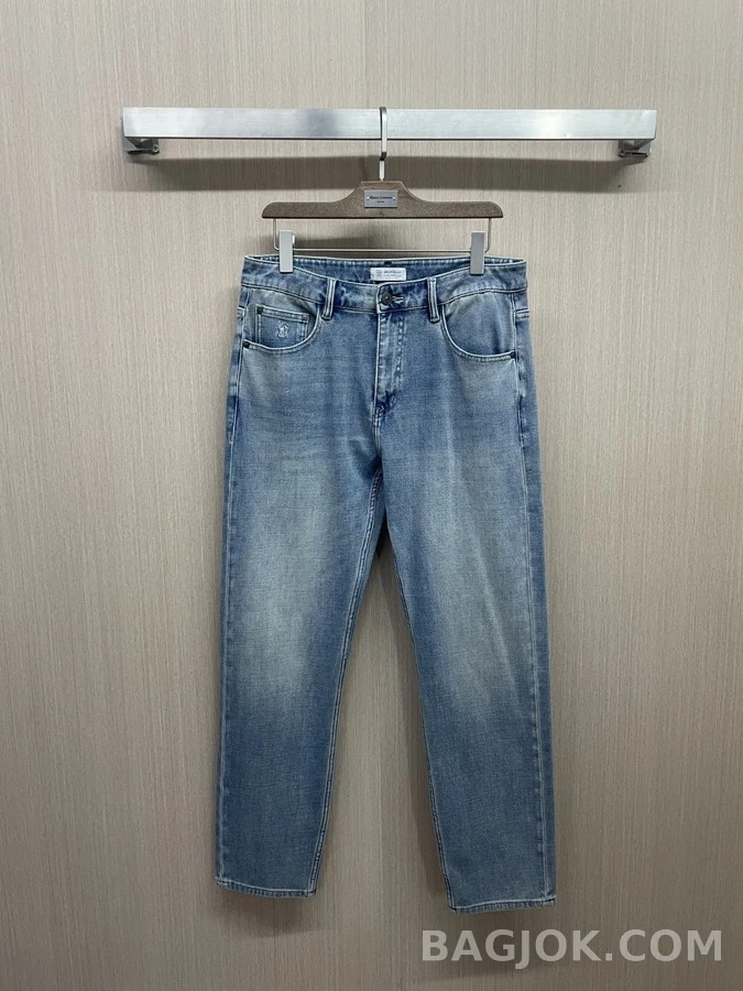 브루넬로 쿠치넬리 브루넬로 쿠치넬리 워싱 슬림 스트레이트 데님 팬츠 상세 이미지