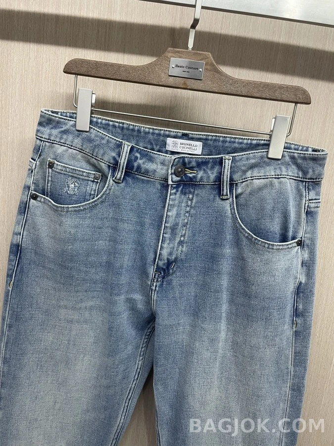브루넬로 쿠치넬리 브루넬로 쿠치넬리 워싱 슬림 스트레이트 데님 팬츠 상세 이미지