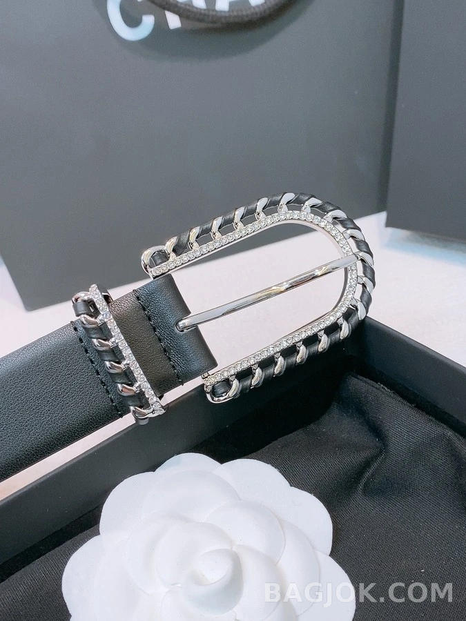 샤넬 샤넬 수정 장식 로고 벨트 상세 이미지