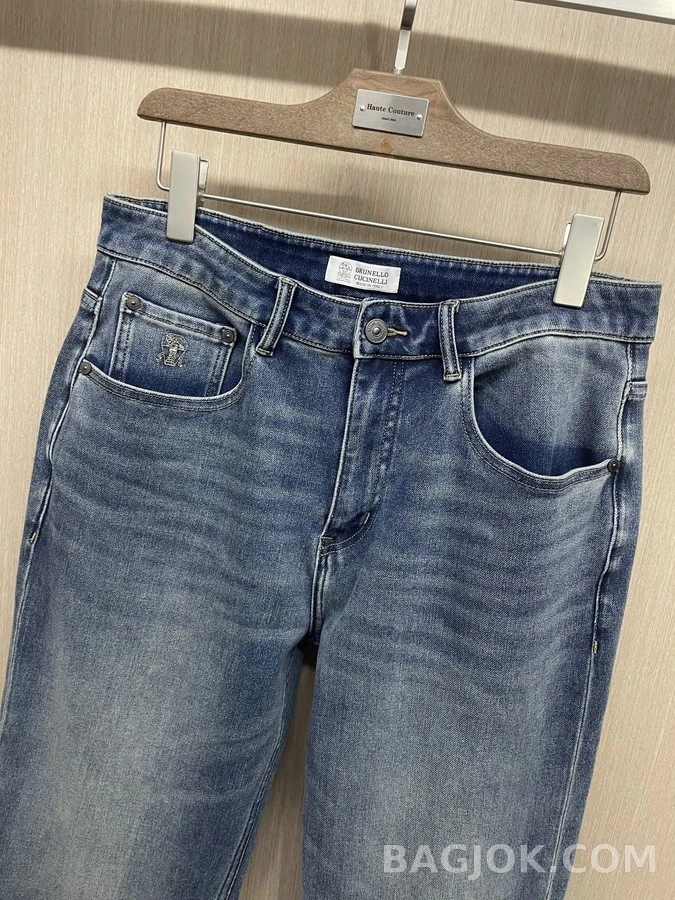 브루넬로 쿠치넬리 브루넬로 쿠치넬리 복고풍 워싱 와이드핏 데님 팬츠 상세 이미지