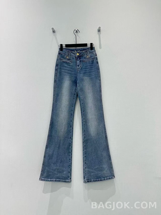 생로랑 세인트로랑 YSL 엠보 그라데이션 마이크로 부츠컷 데님 팬츠 상세 이미지