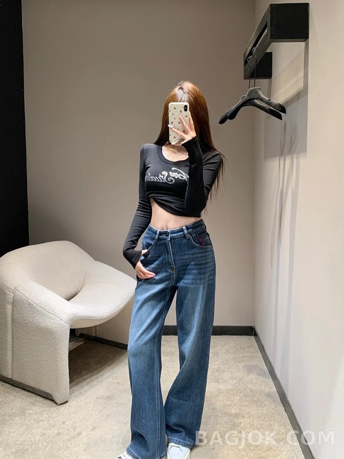 생로랑 생로랑 자수 안감 가죽 데님 상세 이미지