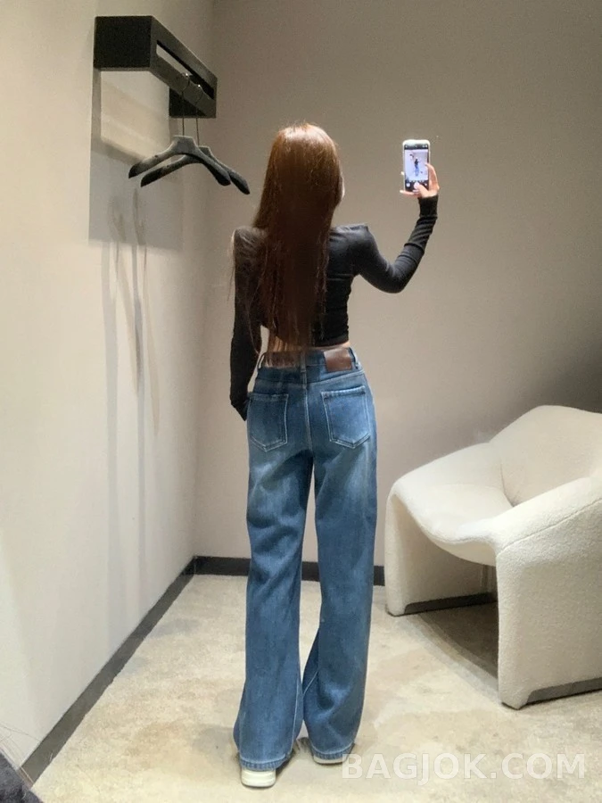 생로랑 생로랑 자수 안감 가죽 데님 상세 이미지
