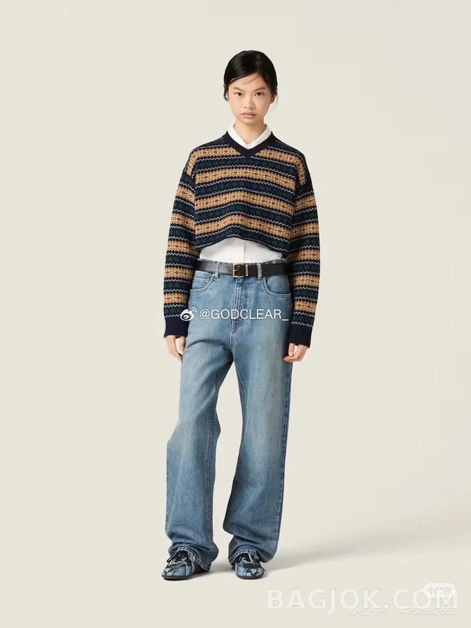 미우미우 미우미우 워시드 데님 팬츠 상세 이미지