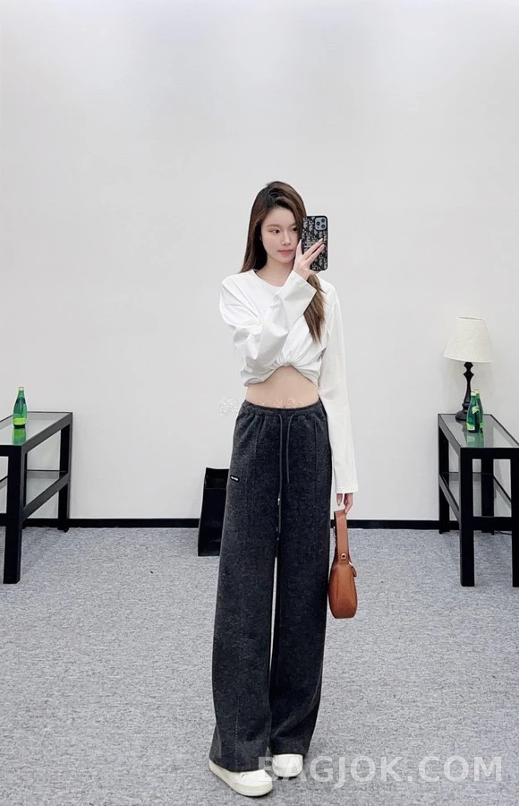 미우미우 미우미우 드로스트링 와이드 팬츠 상세 이미지