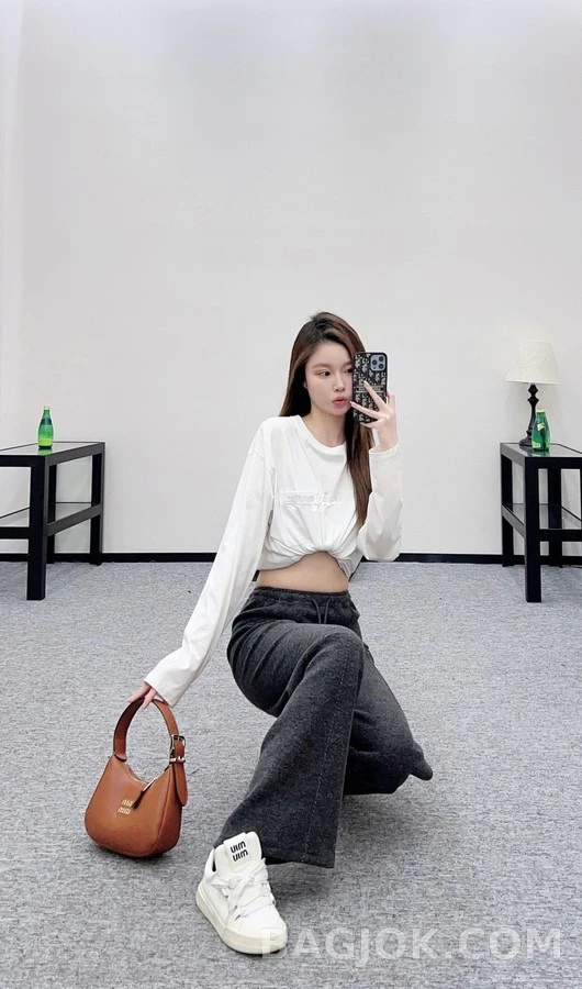 미우미우 미우미우 드로스트링 와이드 팬츠 상세 이미지