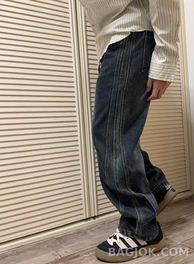 보테가베네타 보테가 베네타 깊은 워시 잉크 블루 가성 와이드 레그 데님 상세 이미지