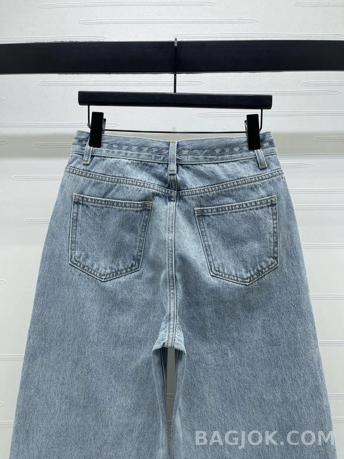 샤넬 샤넬 스카이블루 링 버클 데님 팬츠 상세 이미지