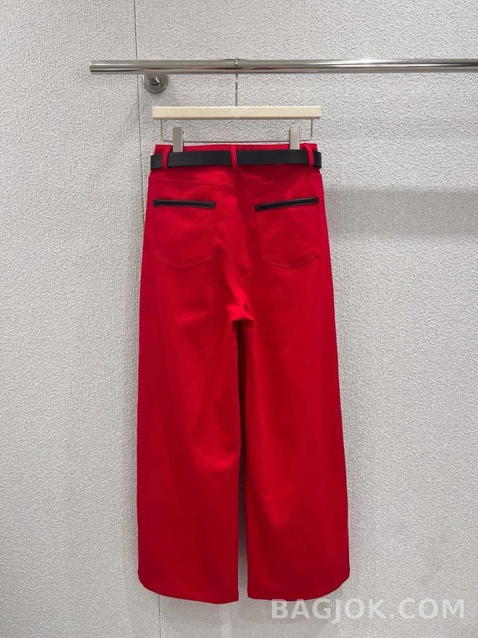 샤넬 샤넬 강렬 레드 더블C 와이드 데님 팬츠 상세 이미지