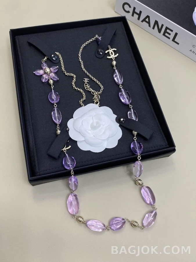 샤넬 샤넬 플라워 비즈 롱 체인 목걸이 상세 이미지