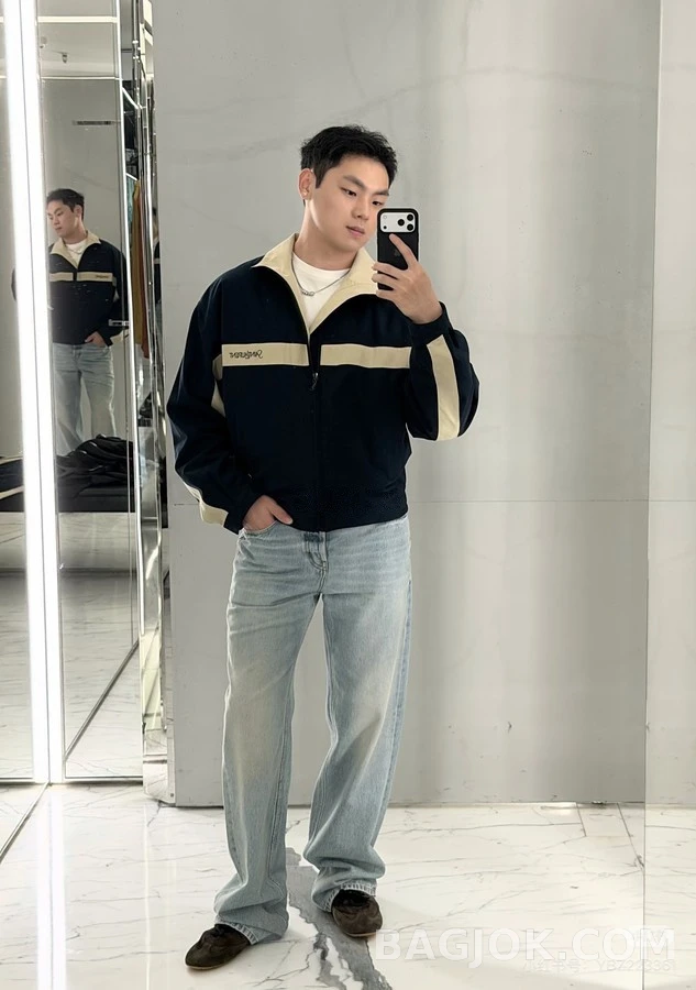 생로랑 세인트로랑 배색 레터링 집업 자켓 상세 이미지