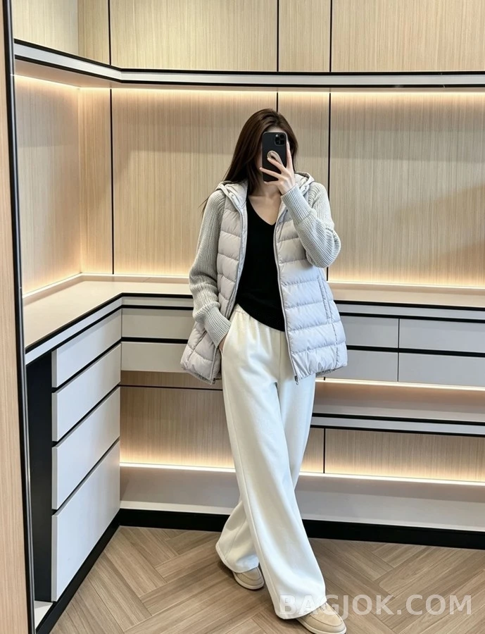 브루넬로 쿠치넬리 브루넬로 쿠치넬리 니트 슬리브 패딩 후드 가디건 상세 이미지