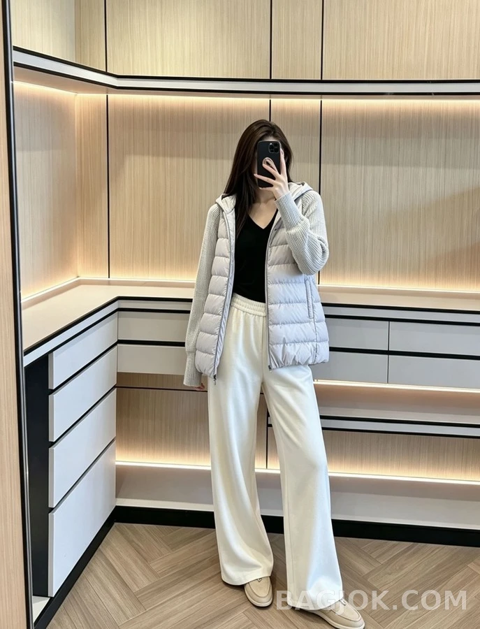브루넬로 쿠치넬리 브루넬로 쿠치넬리 니트 슬리브 패딩 후드 가디건 상세 이미지