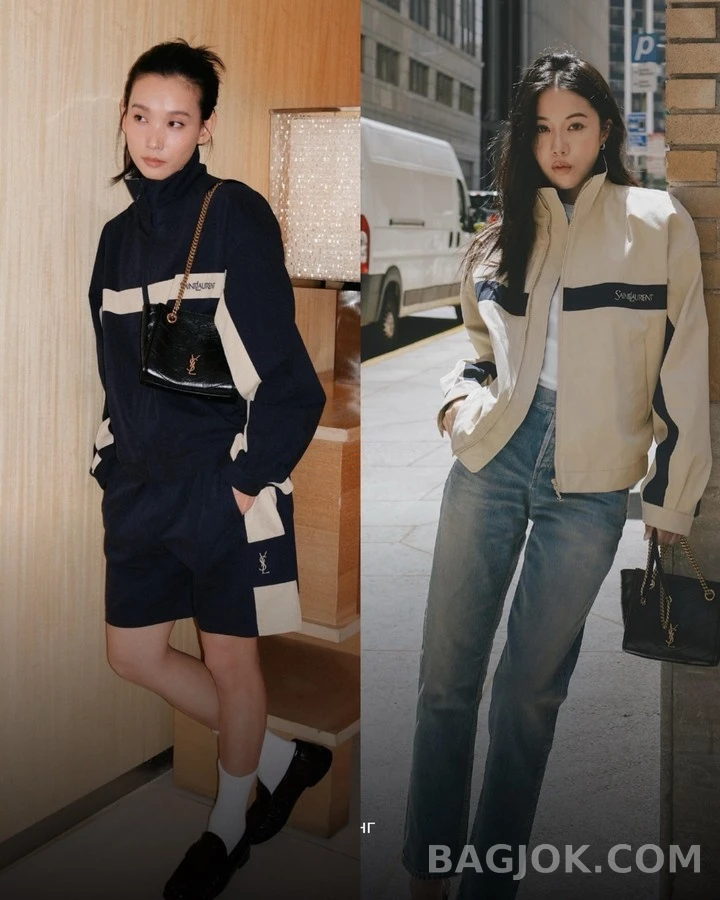 생로랑 세인트로랑 배색 스트라이프 코튼 캔버스 자켓 상세 이미지