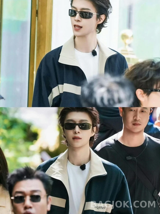 생로랑 세인트로랑 배색 스트라이프 코튼 캔버스 자켓 상세 이미지