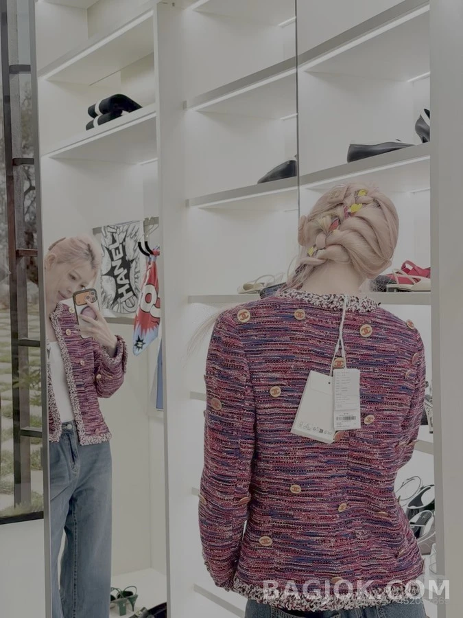 샤넬 샤넬 레드블루 혼색 트위드 자켓 상세 이미지
