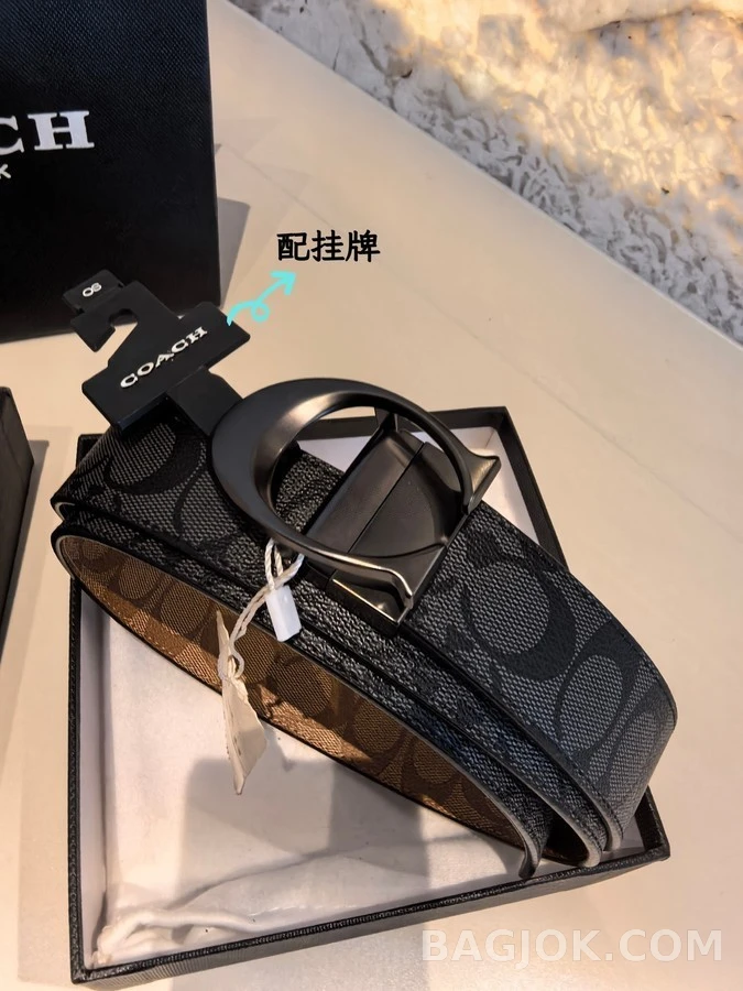 코치 코치 시그니처 패턴 리버서블 벨트 상세 이미지
