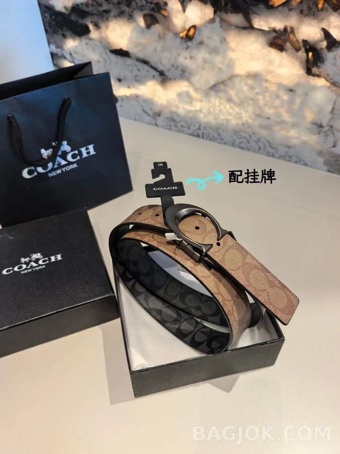 코치 코치 시그니처 패턴 리버서블 벨트 상세 이미지
