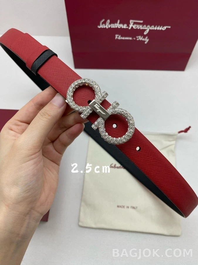 페라가모 페라가모 간치니 크리스탈 버클 벨트 상세 이미지