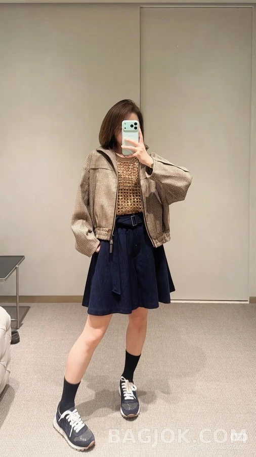 브루넬로 쿠치넬리 브루넬로 쿠치넬리 하운드투스 스탠드넥 자켓 상세 이미지