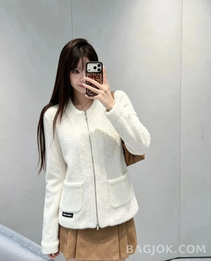 미우미우 미우미우 모헤어 지퍼 자켓 상세 이미지