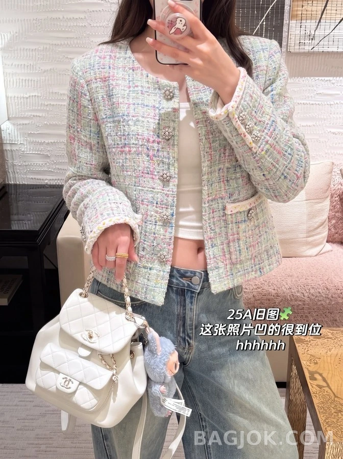 샤넬 샤넬 멀티 컬러 트위드 크롭 자켓 상세 이미지