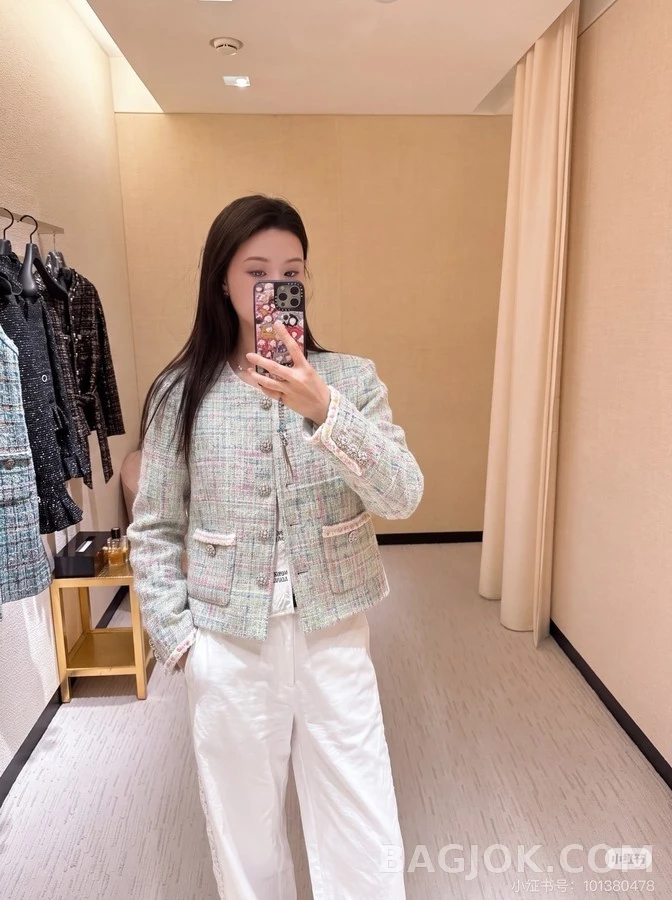 샤넬 샤넬 멀티 컬러 트위드 크롭 자켓 상세 이미지