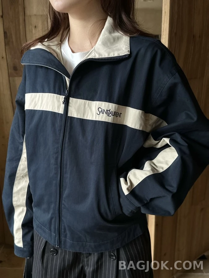 생로랑 세인트로랑 로고 자수 배색 자켓 상세 이미지