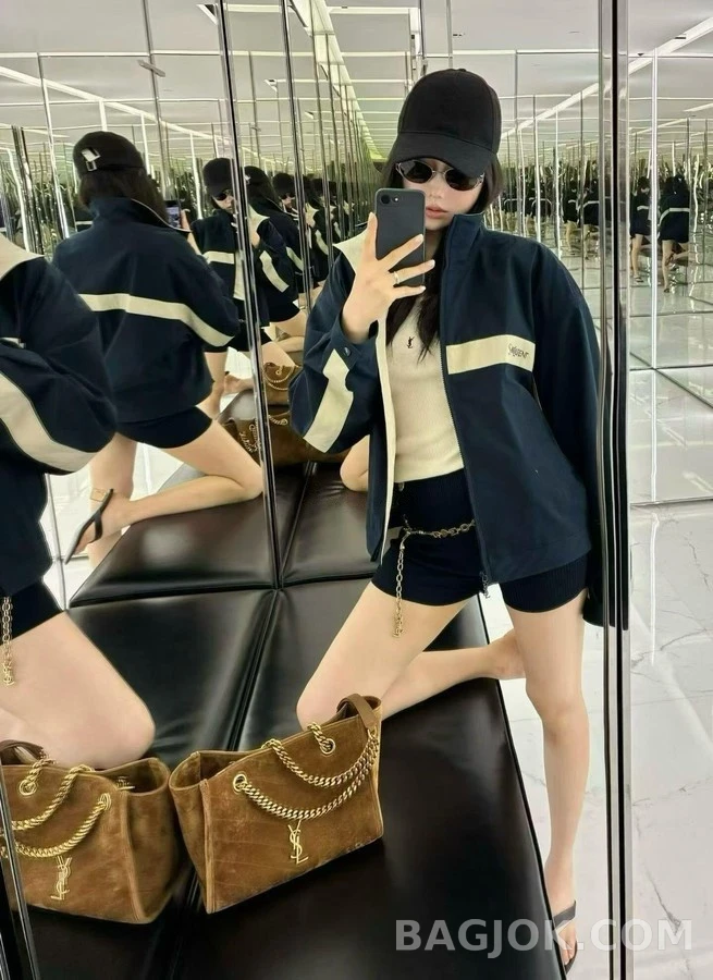 생로랑 세인트로랑 로고 자수 배색 자켓 상세 이미지