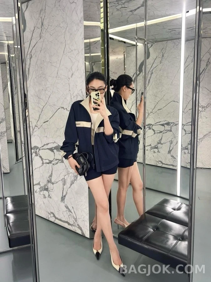 생로랑 세인트로랑 로고 자수 배색 자켓 상세 이미지