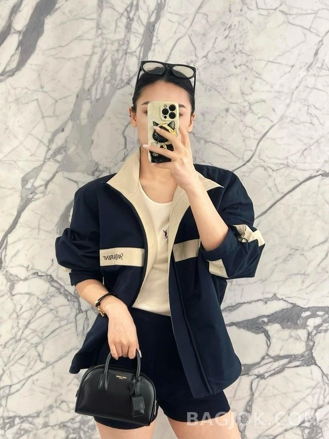 생로랑 세인트로랑 로고 자수 배색 자켓 상세 이미지