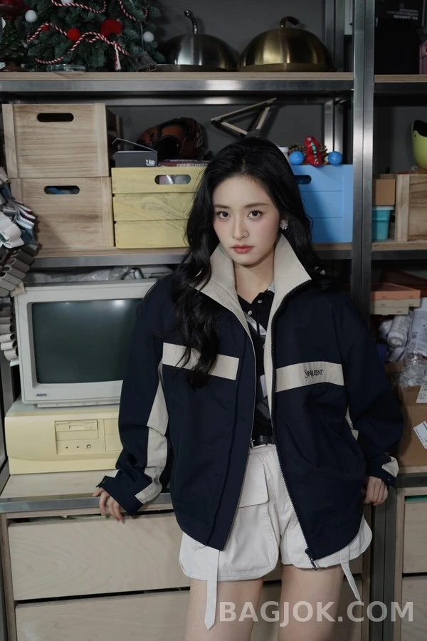 생로랑 세인트로랑 로고 자수 배색 자켓 상세 이미지