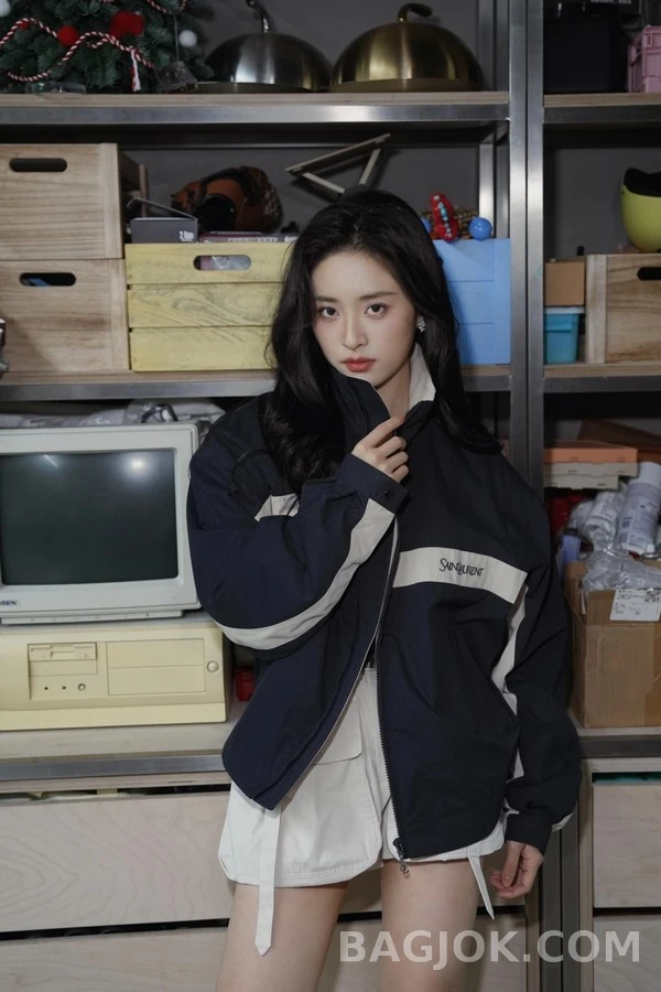 생로랑 세인트로랑 로고 자수 배색 자켓 상세 이미지