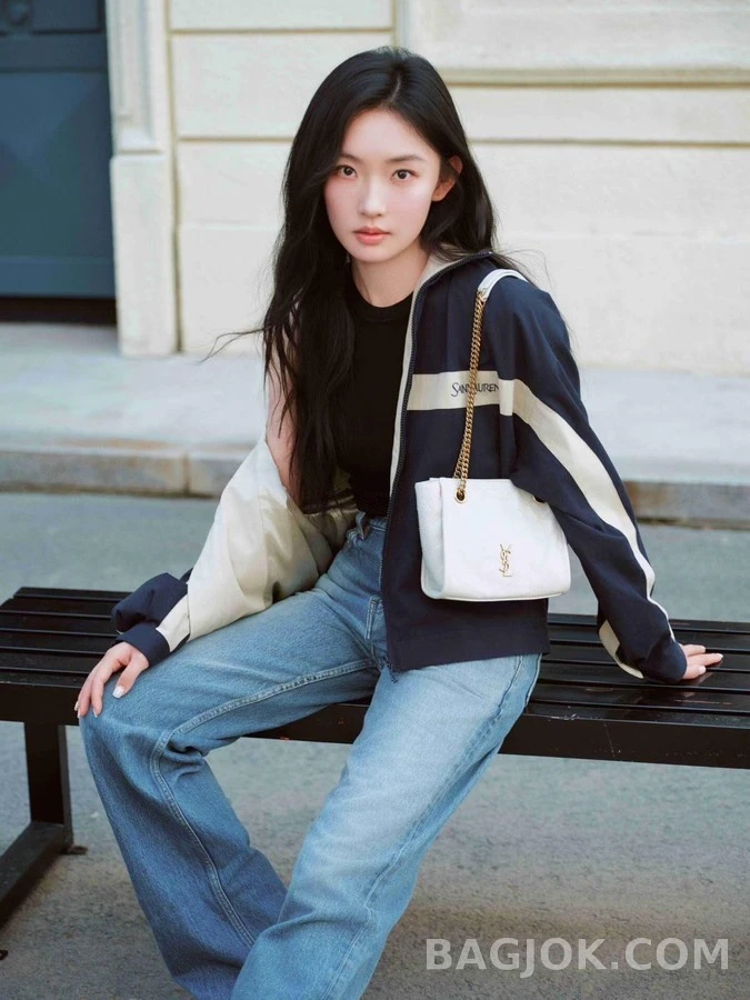 생로랑 세인트로랑 로고 자수 배색 자켓 상세 이미지