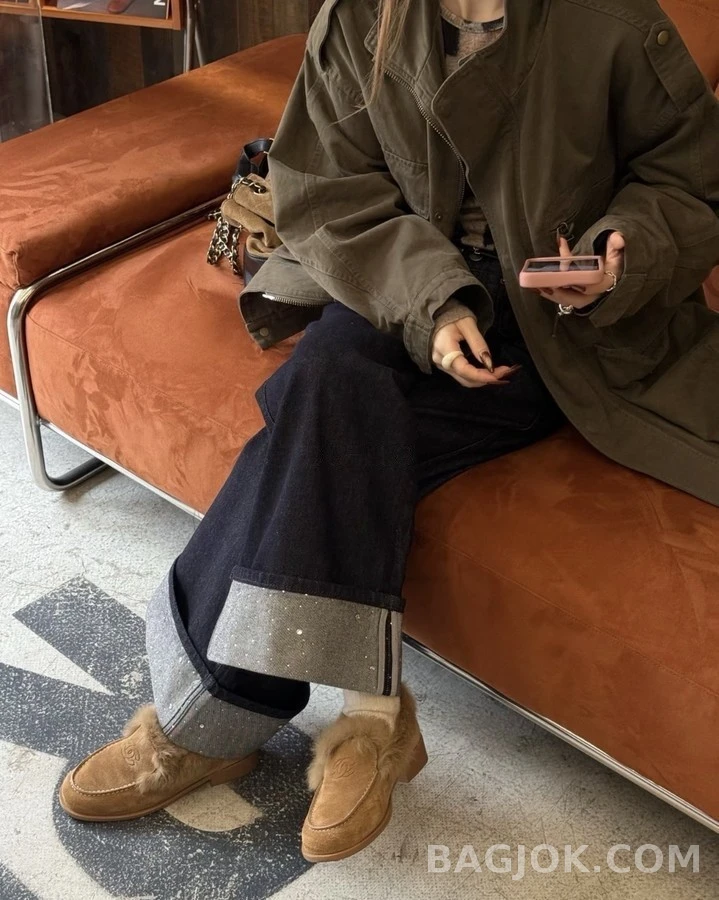 샤넬 샤넬 퍼 트리밍 로퍼 상세 이미지