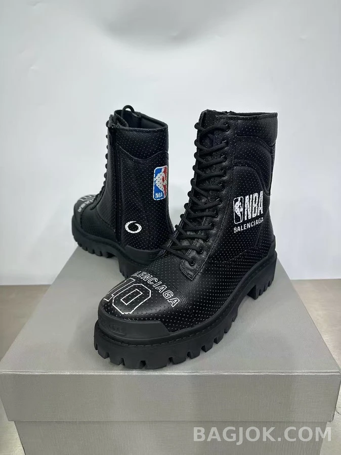 발렌시아가 발렌시아가 NBA 협업 남성 빈티지 블랙 소가죽 펀칭 부츠 상세 이미지