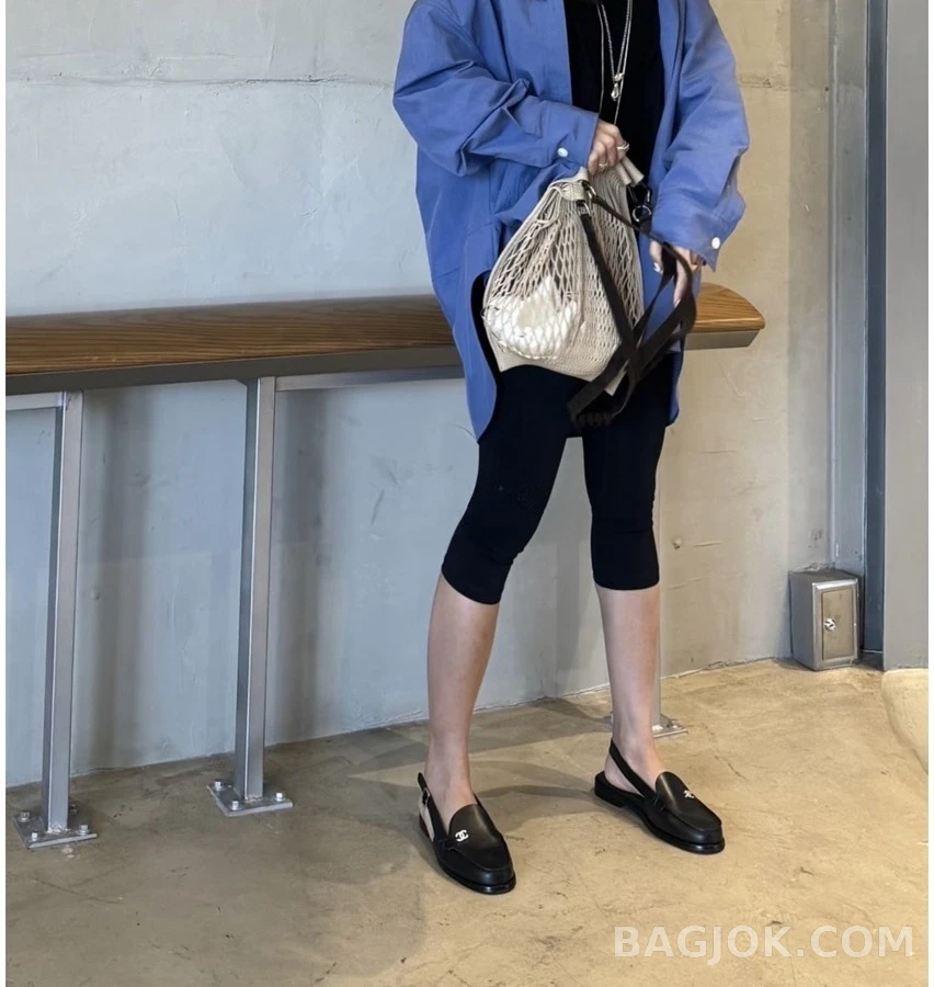 샤넬 샤넬 더블 C 로고 슬링백 로퍼 상세 이미지