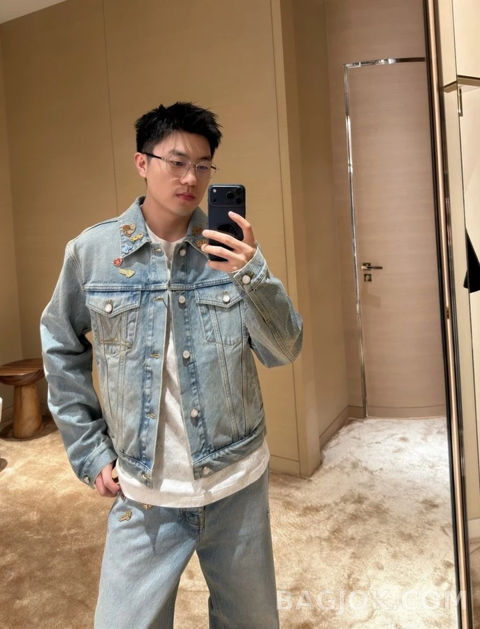 루이비통 루이비통 핀 장식 데님 자켓 상세 이미지