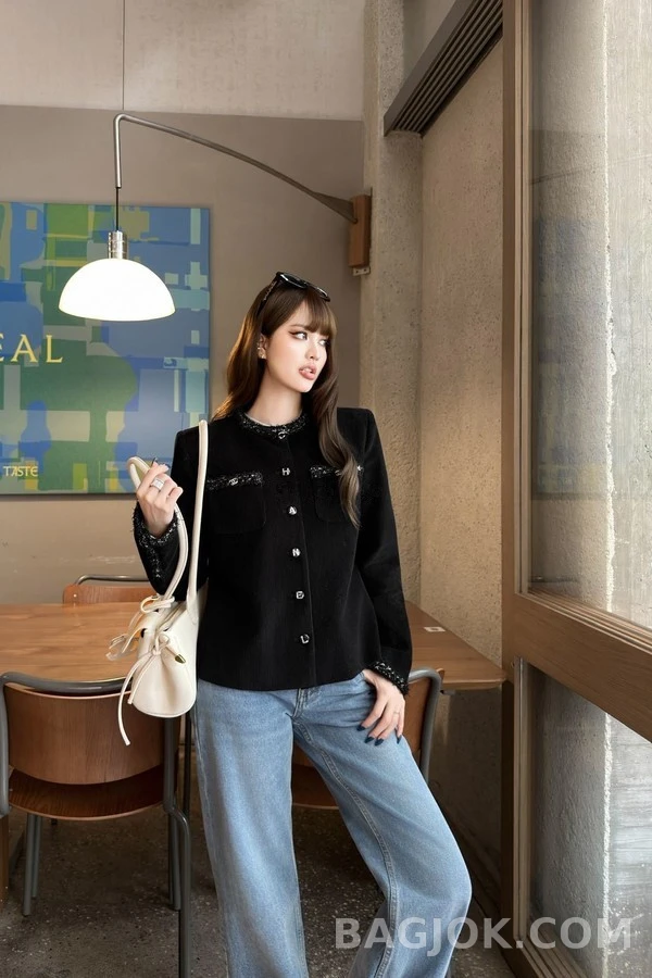 샤넬 샤넬 체크 칼라 자켓 상세 이미지