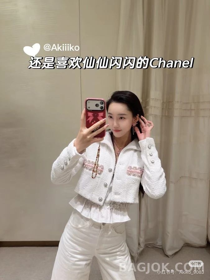 샤넬 샤넬 트위드 비즈 크롭 자켓 상세 이미지