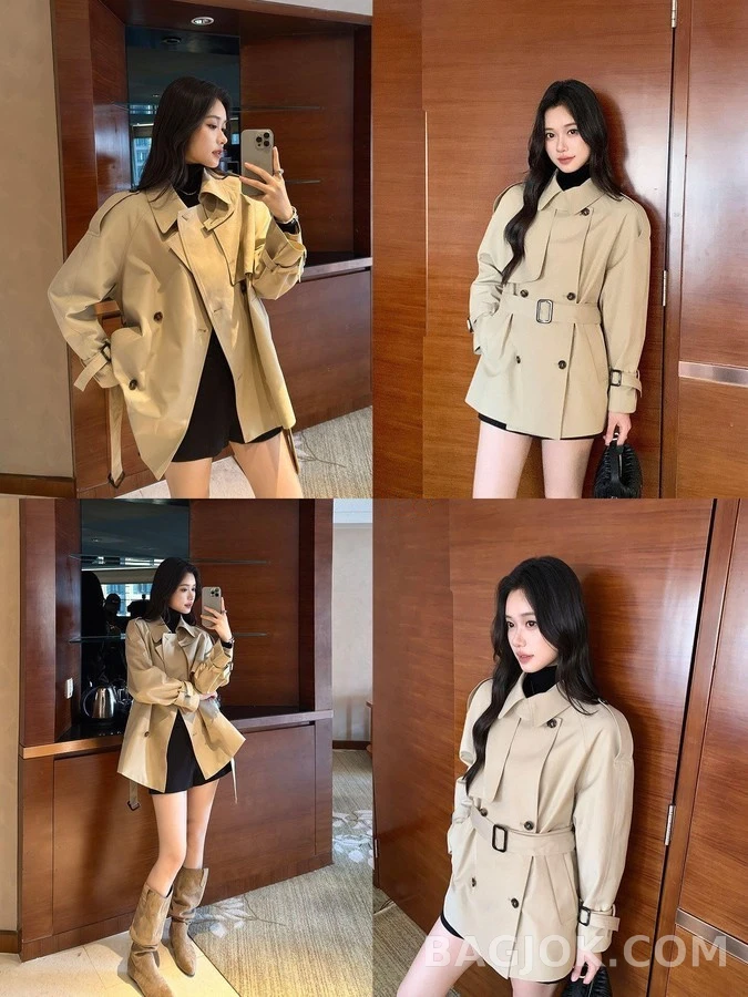 버버리 버버리 코튼 혼방 숏 트렌치 코트 상세 이미지