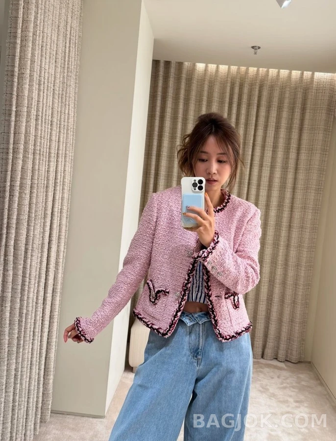 샤넬 샤넬 트위드 배색 롤링 자켓 상세 이미지
