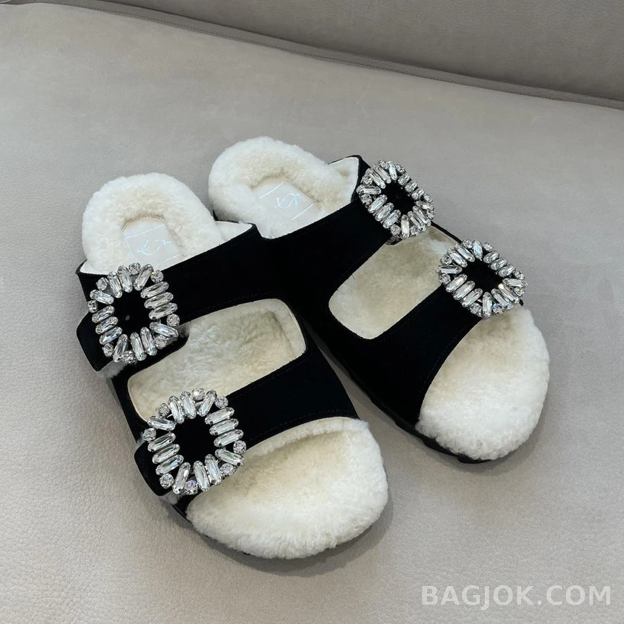 로저 비비에 로저비비에 Slidy Viv Fur 플랫 샌들 상세 이미지