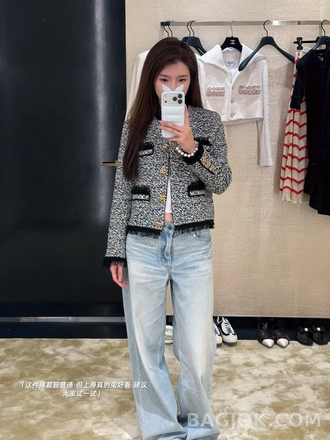 샤넬 샤넬 트위드 프린지 자켓 상세 이미지
